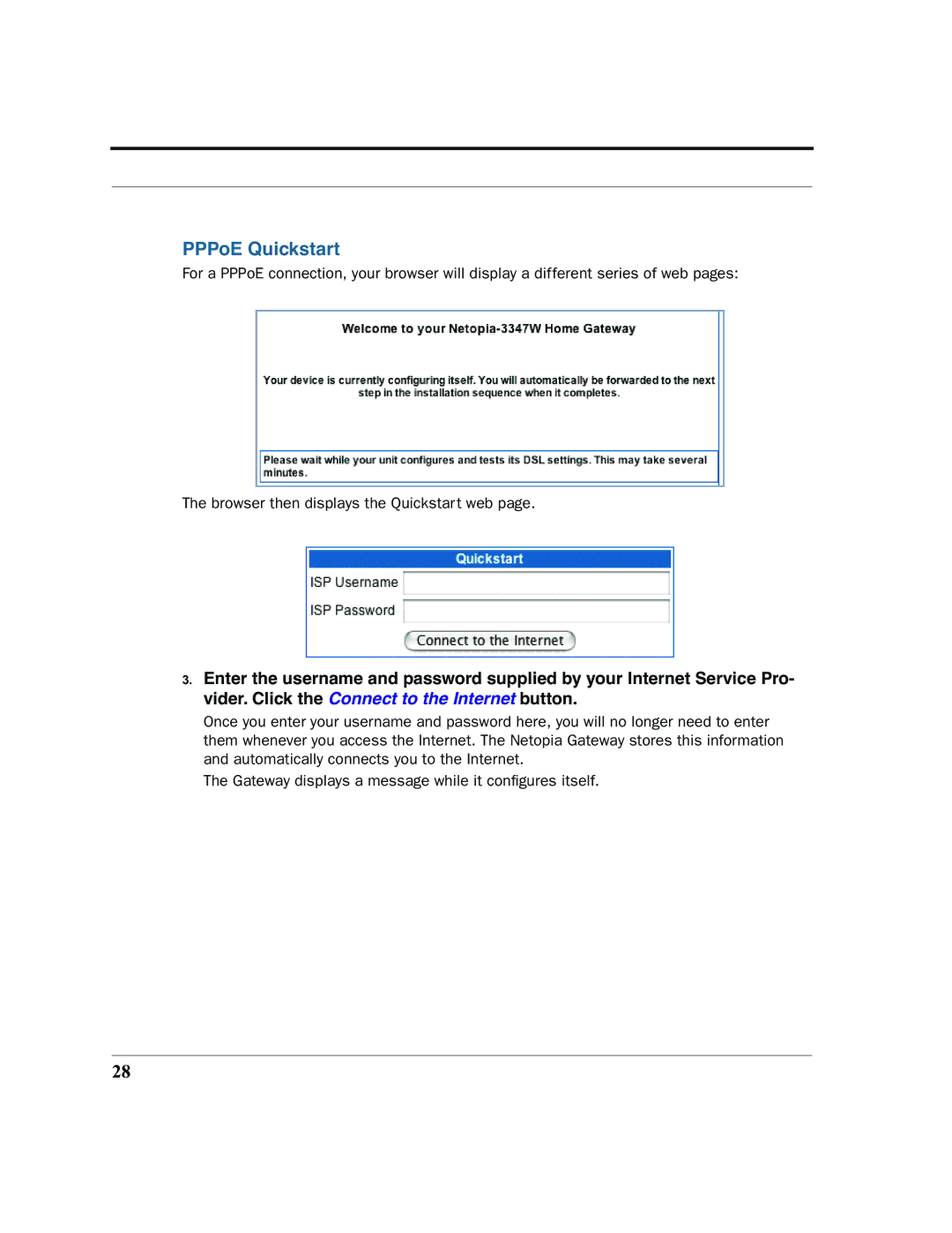 Netopia 2200 manual PPPoE Quickstart 