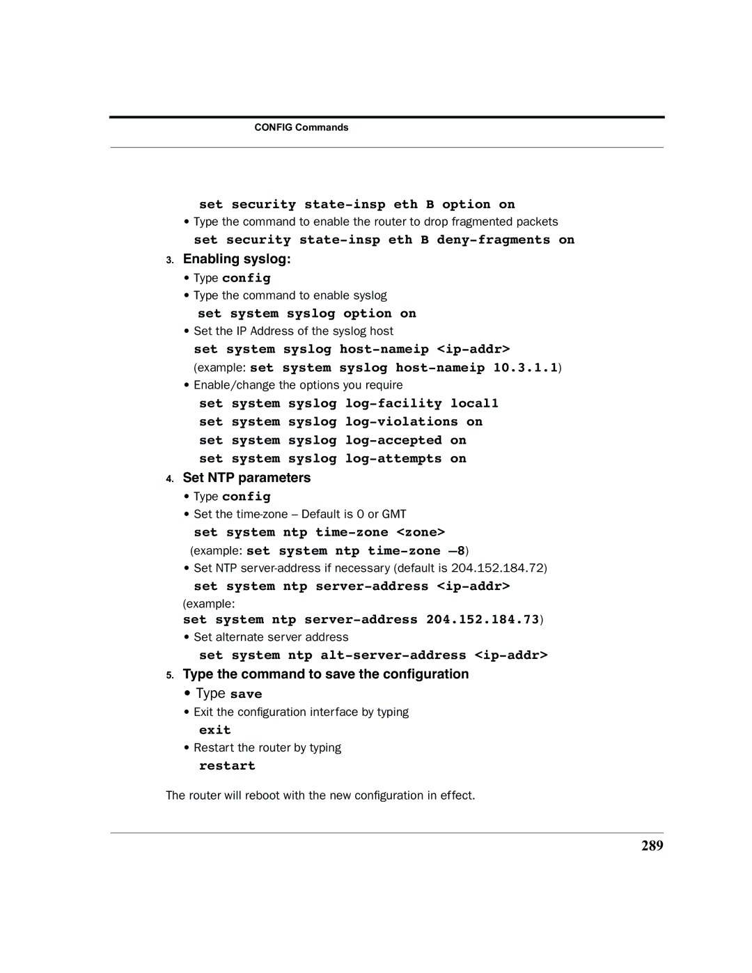 Netopia 2200 manual 289, Set security state-insp eth B option on 