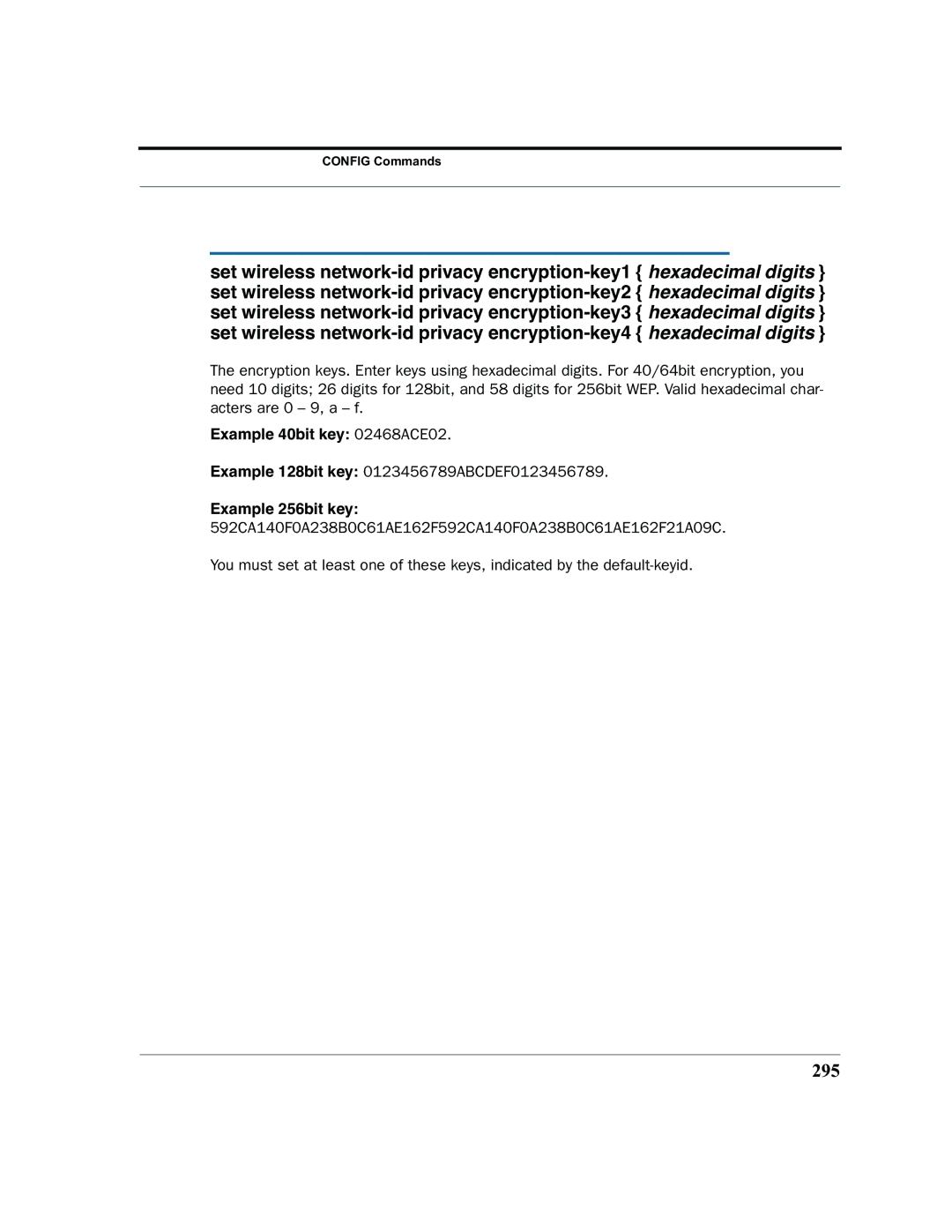 Netopia 2200 manual 295, Example 40bit key 02468ACE02, Example 256bit key 