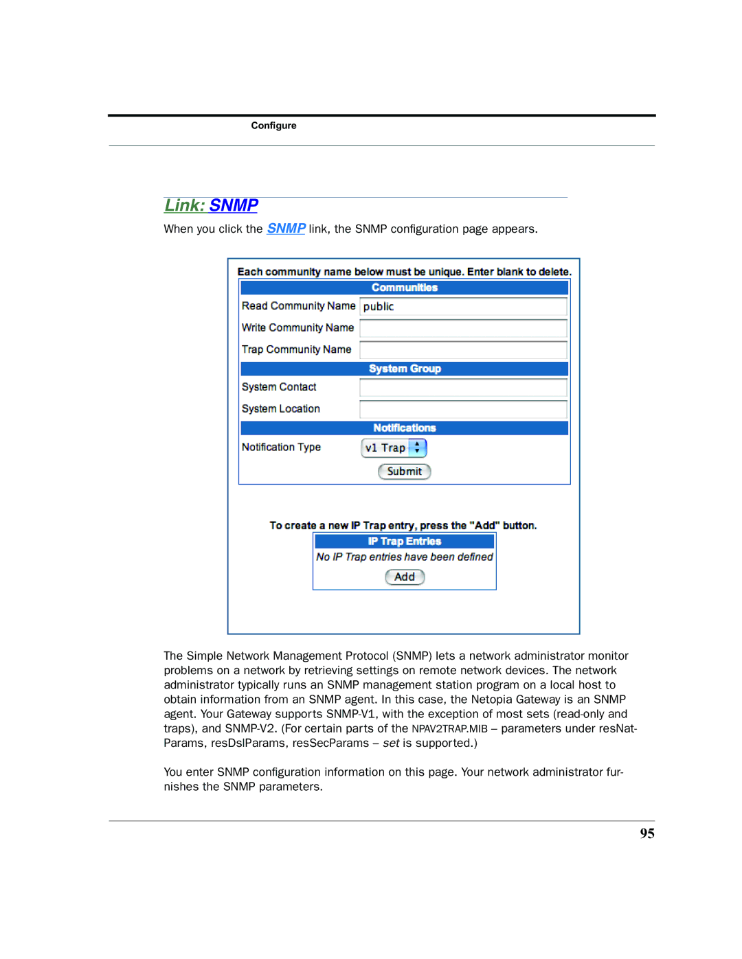 Netopia 2200 manual Link Snmp 