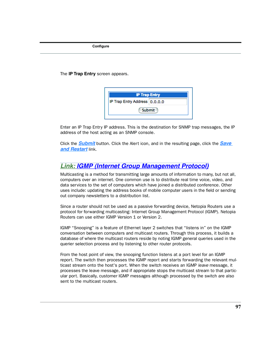 Netopia 2200 manual Link Igmp Internet Group Management Protocol 