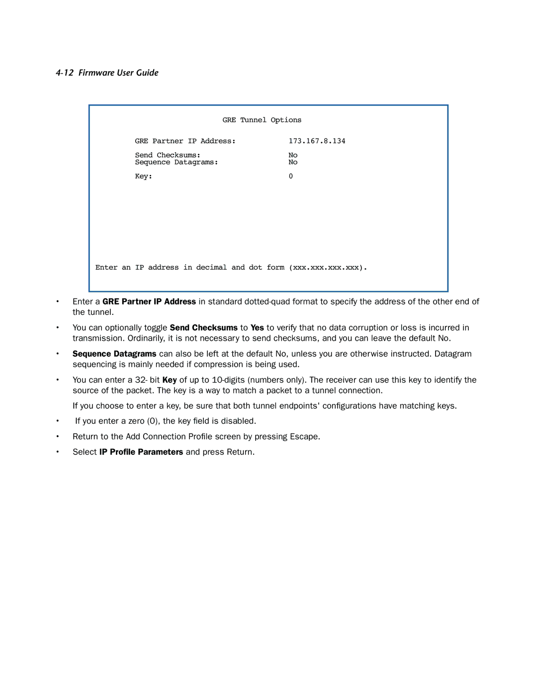 Netopia 3300-ENT manual GRE Tunnel Options GRE Partner IP Address 