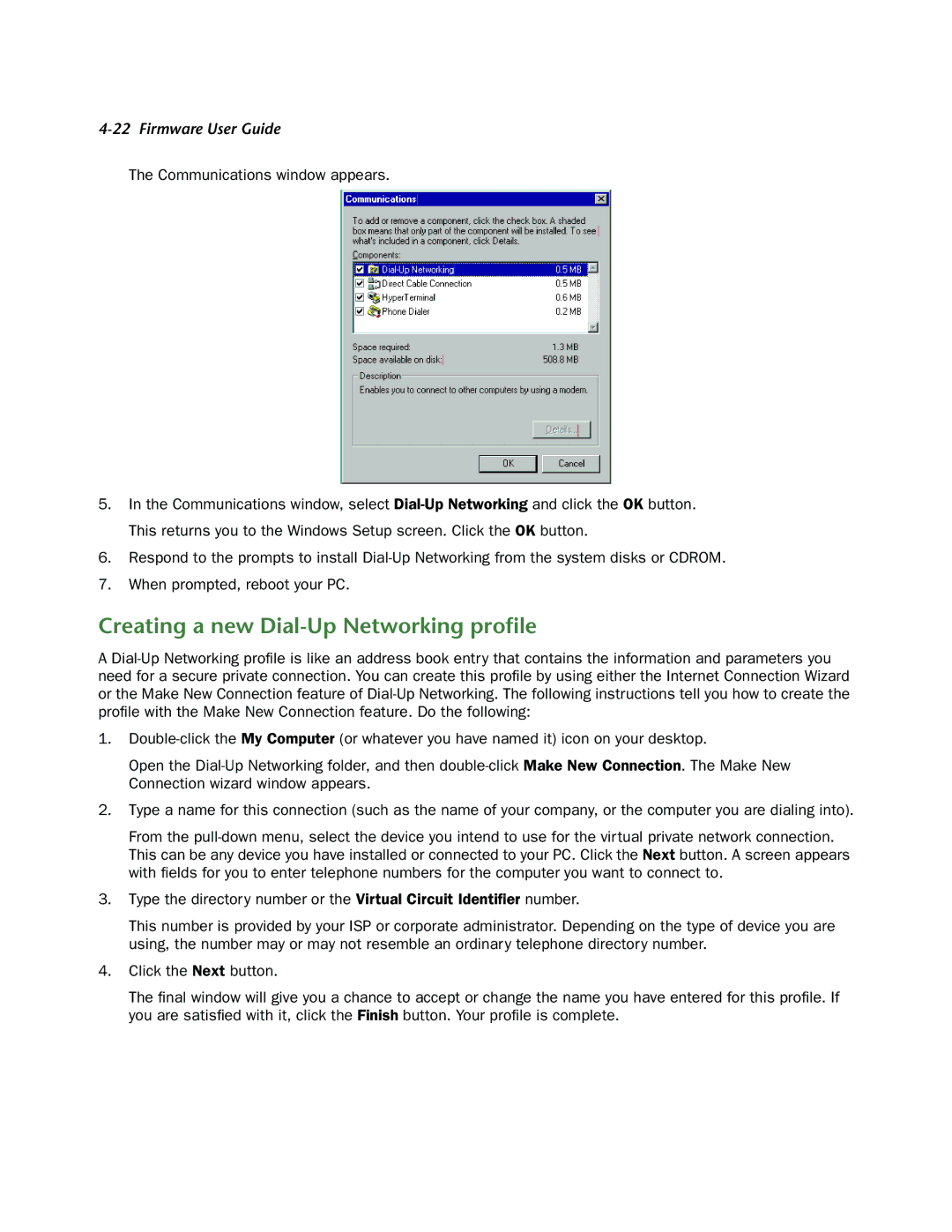 Netopia 3300-ENT manual Creating a new Dial-Up Networking proﬁle 