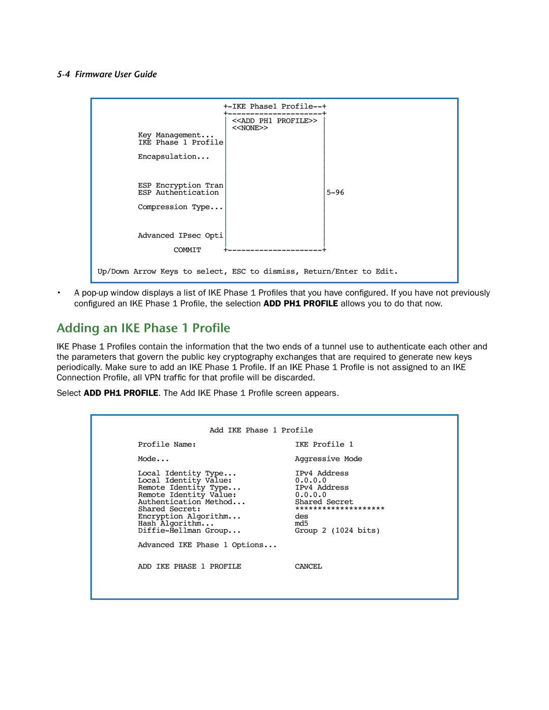 Netopia 3300-ENT manual Adding an IKE Phase 1 Proﬁle, ADD PH1 Profile 