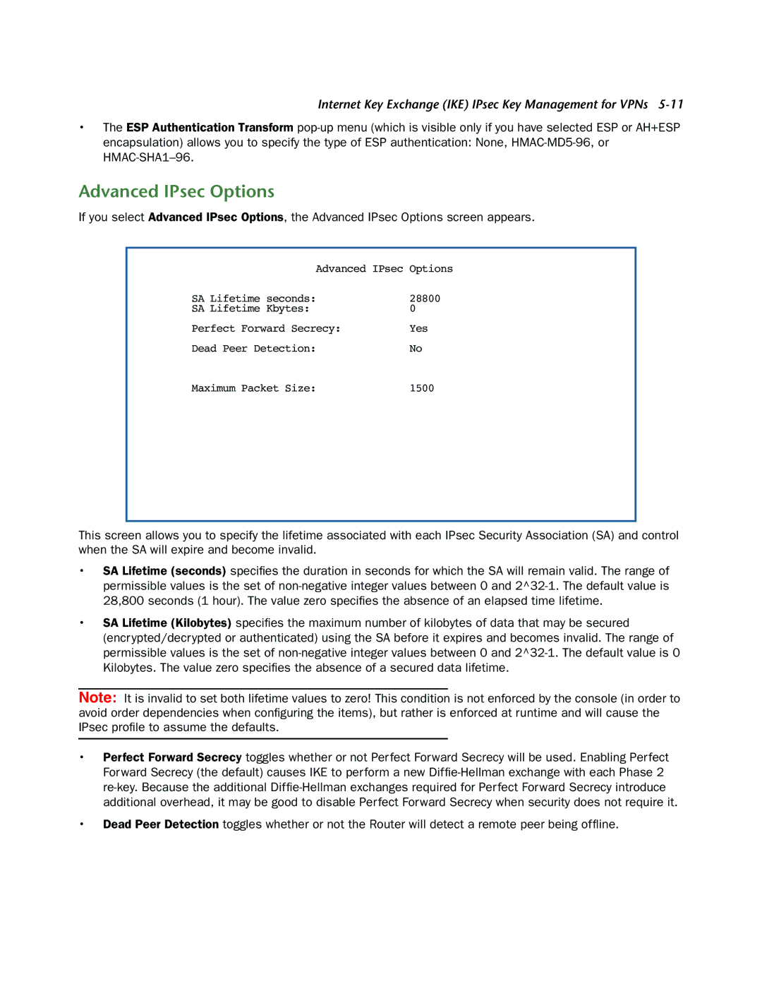 Netopia 3300-ENT manual Advanced IPsec Options 