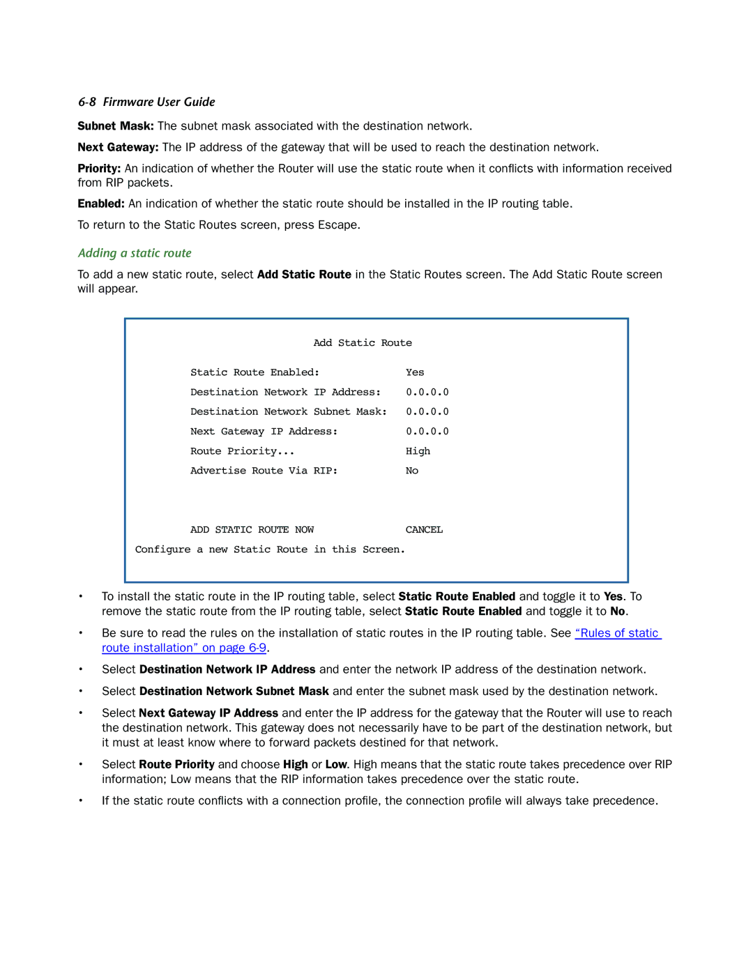 Netopia 3300-ENT manual Adding a static route 