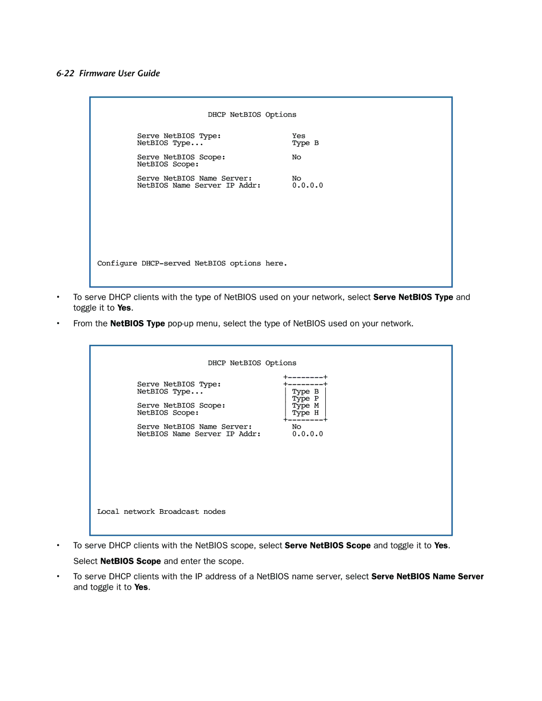 Netopia 3300-ENT manual Configure DHCP-served NetBIOS options here 