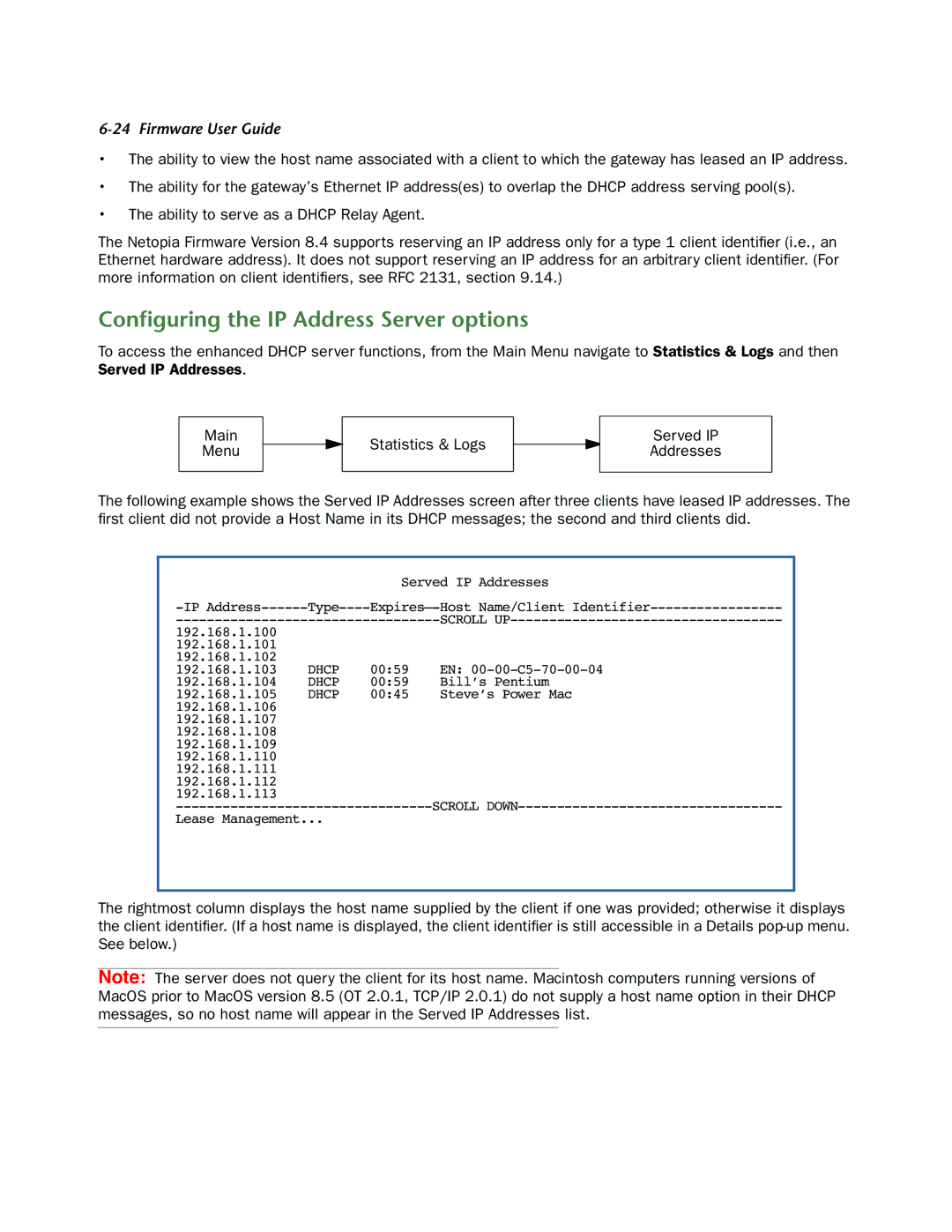 Netopia 3300-ENT manual Conﬁguring the IP Address Server options 