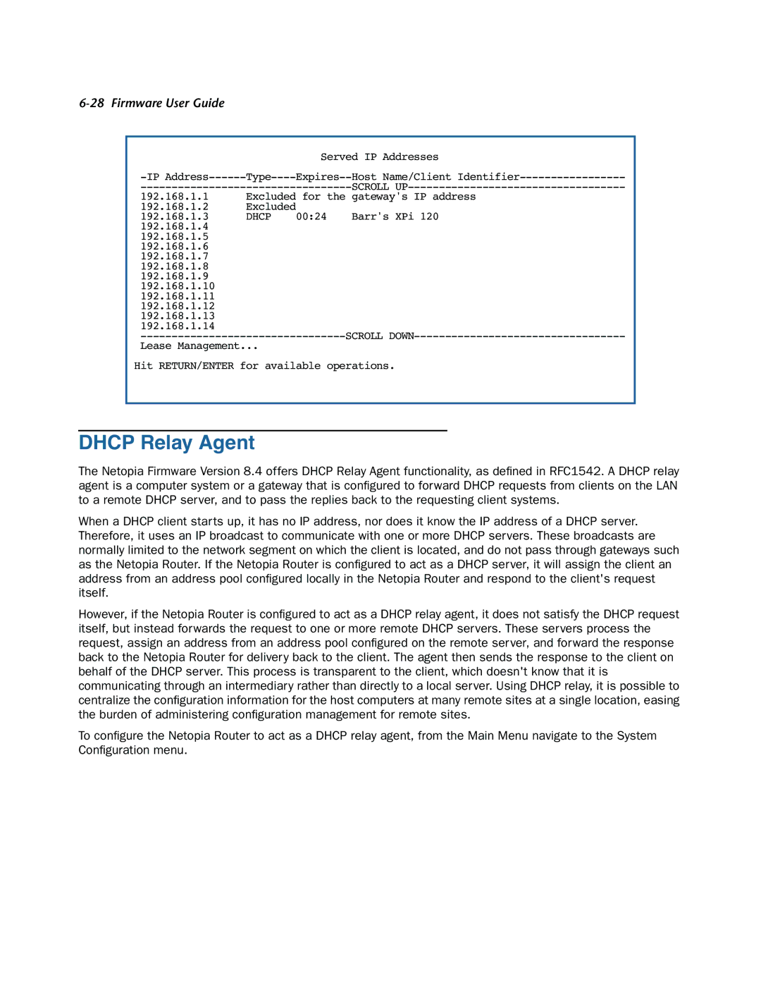 Netopia 3300-ENT manual Dhcp Relay Agent 