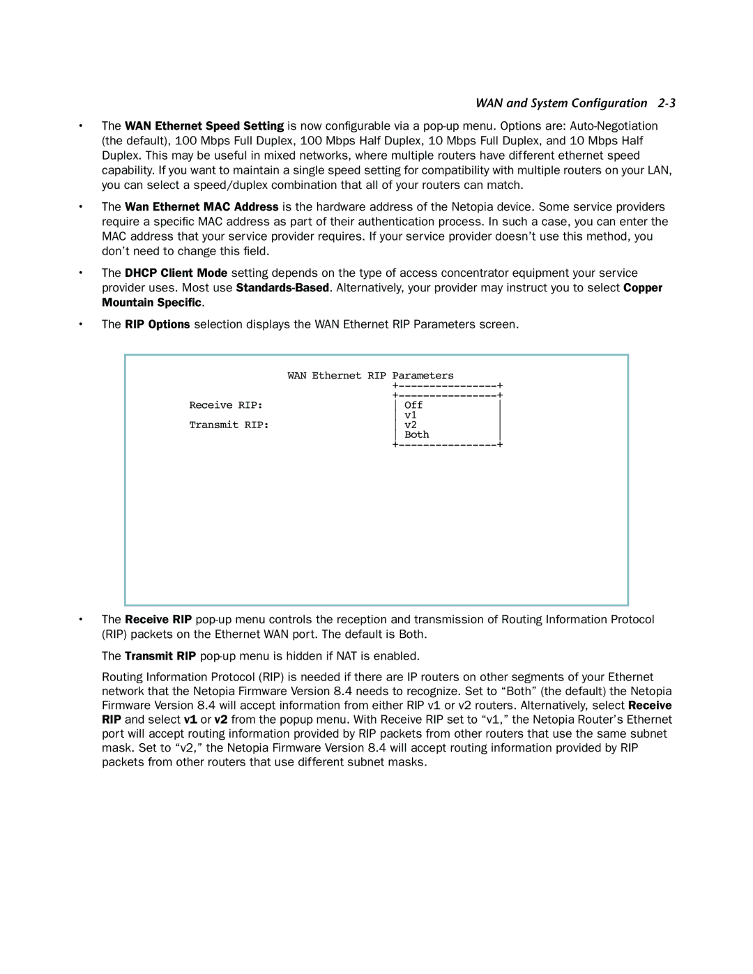 Netopia 3300-ENT manual WAN and System Conﬁguration 