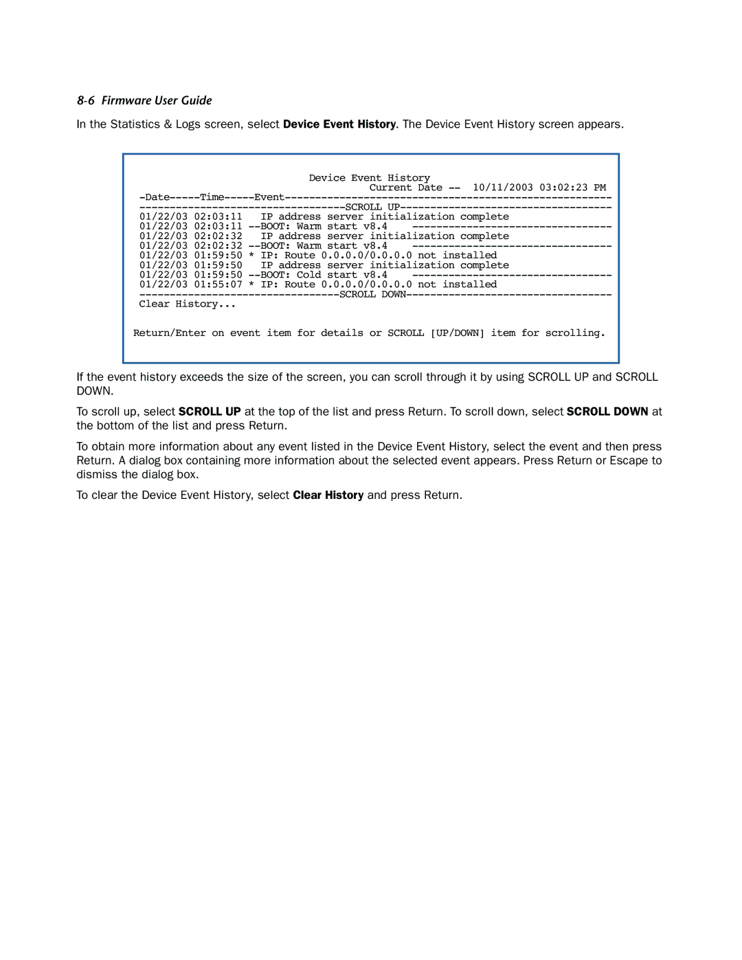 Netopia 3300-ENT manual Device Event History Current Date 