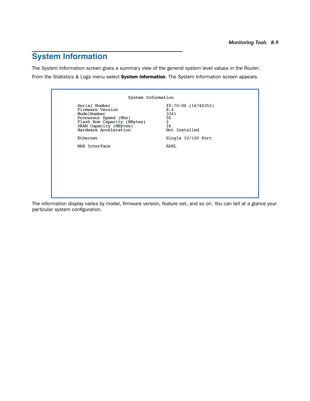 Netopia 3300-ENT manual System Information 