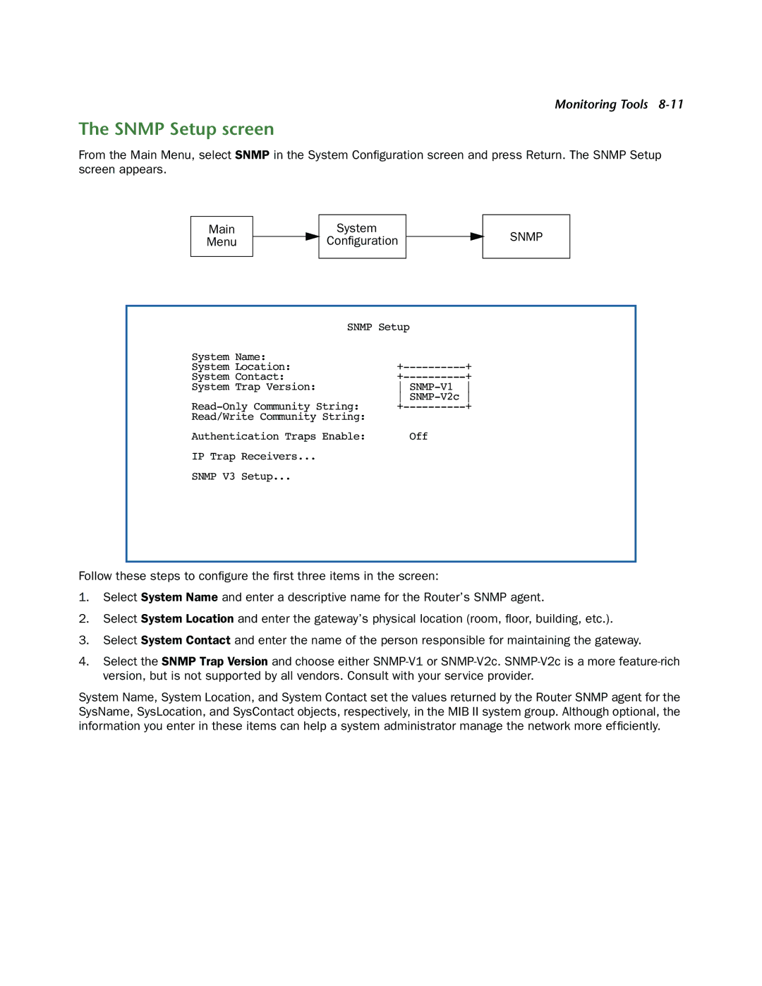 Netopia 3300-ENT manual Snmp Setup screen 