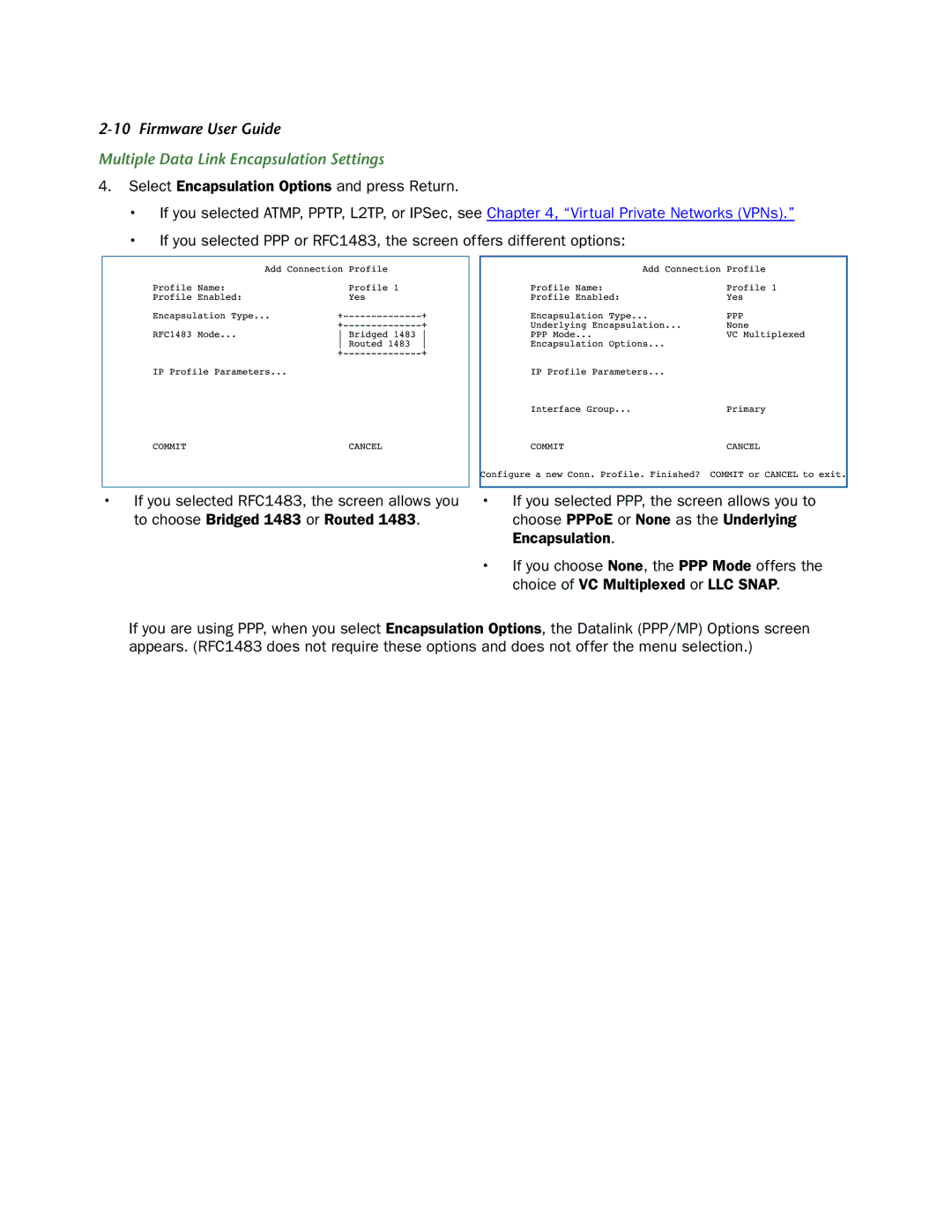 Netopia 3300-ENT manual Multiple Data Link Encapsulation Settings, Ppp 