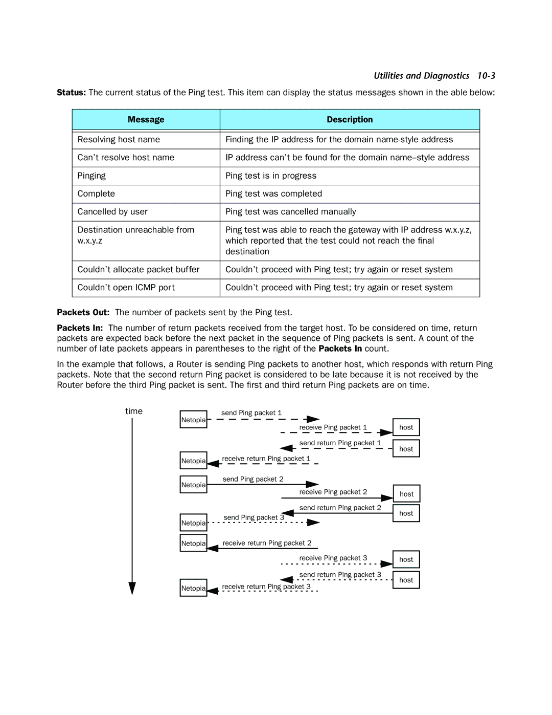 Netopia 3300-ENT manual Receive return Ping packet 