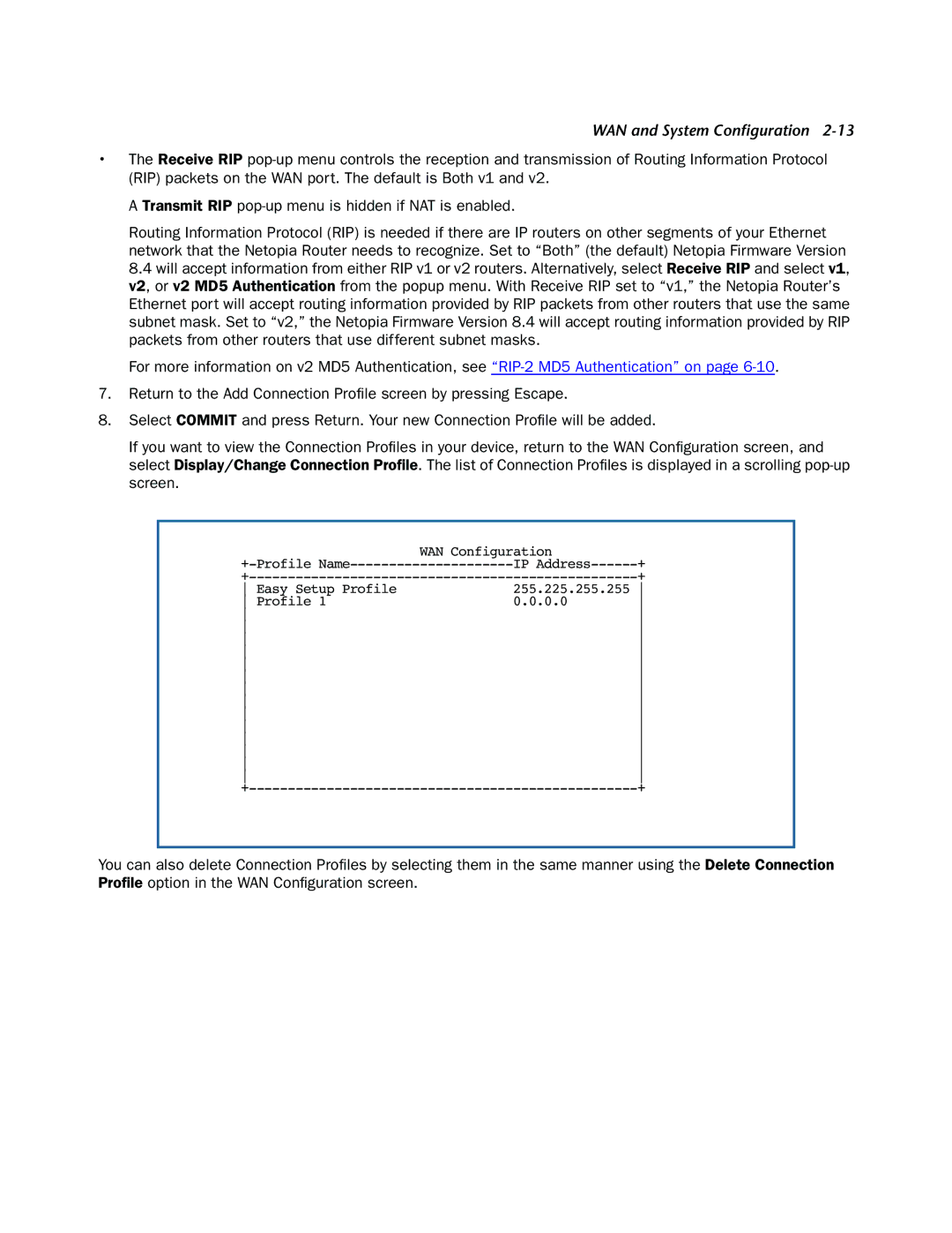 Netopia 3300-ENT manual Easy Setup Profile 255.225.255.255 0.0 