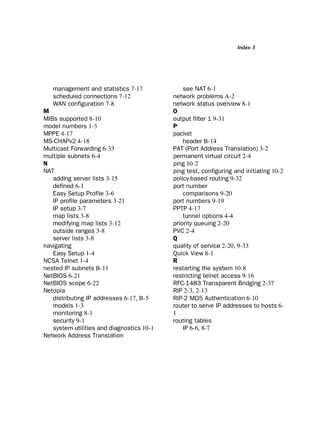 Netopia 3300-ENT manual Routing tables IP 6-6,8-7 