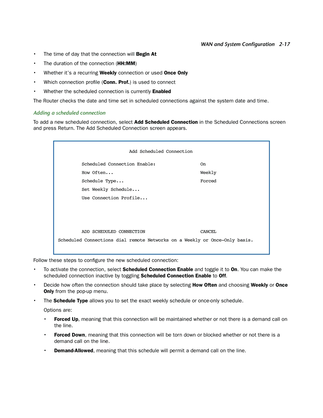 Netopia 3300-ENT manual Adding a scheduled connection 