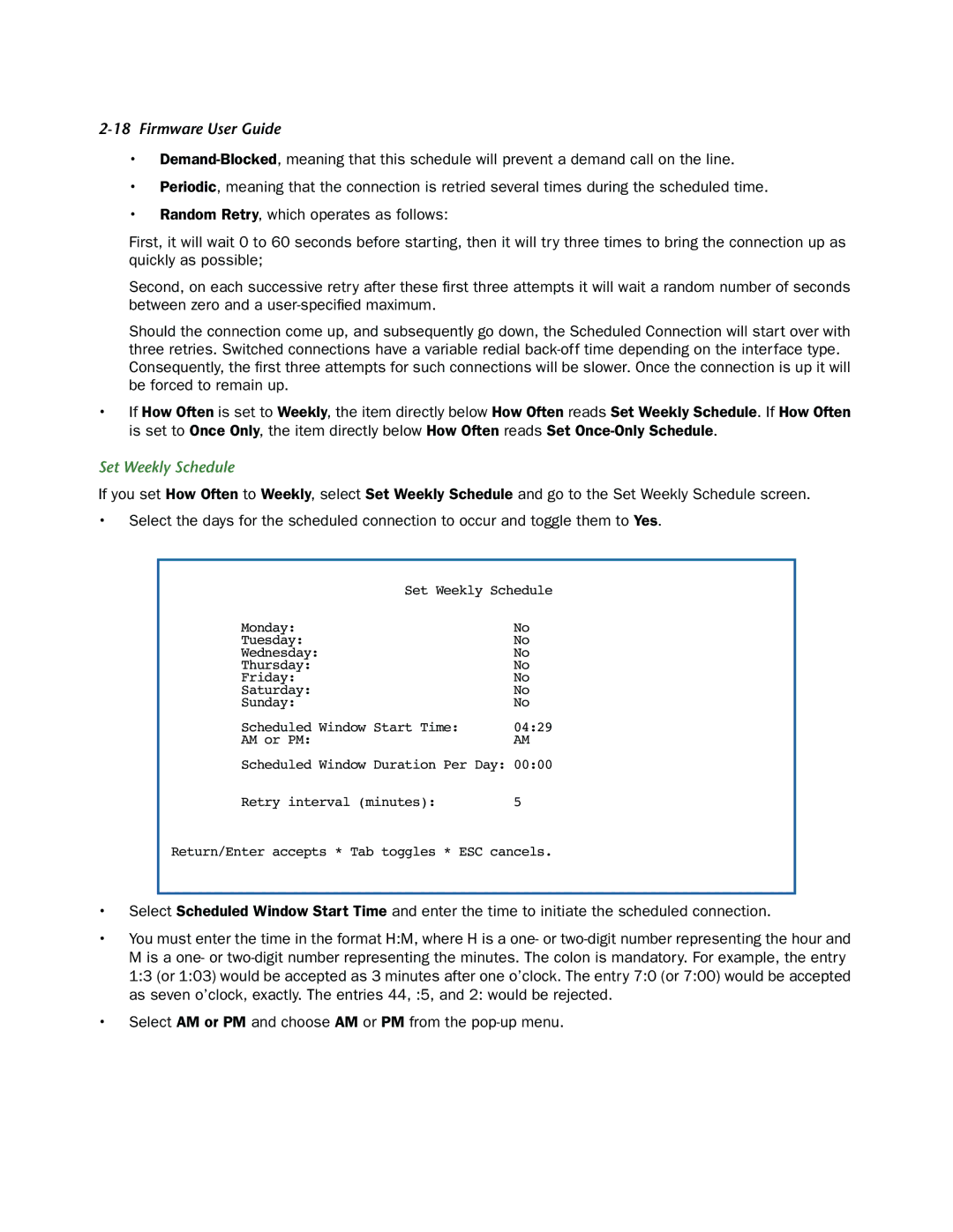 Netopia 3300-ENT manual Set Weekly Schedule 