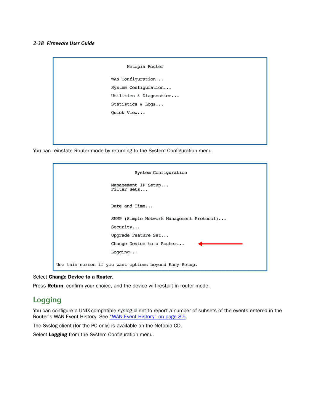 Netopia 3300-ENT manual Logging 