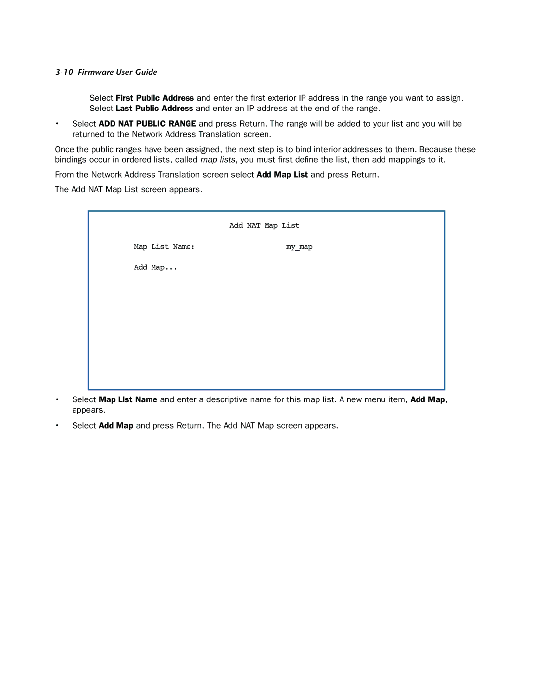 Netopia 3300-ENT manual Add NAT Map List Map List Name 