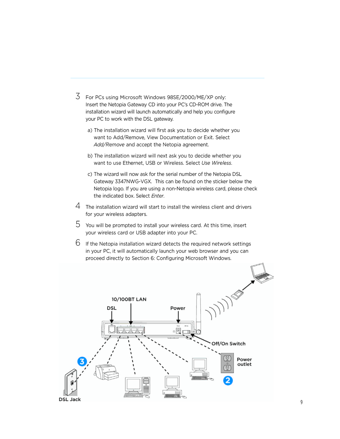 Netopia 3347NWG-VGx quick start Wireless LAN Connection Example 