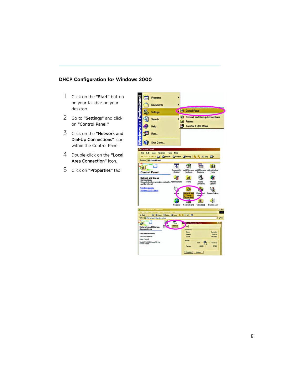 Netopia 3347NWG-VGx quick start Dhcp Configuration for Windows 