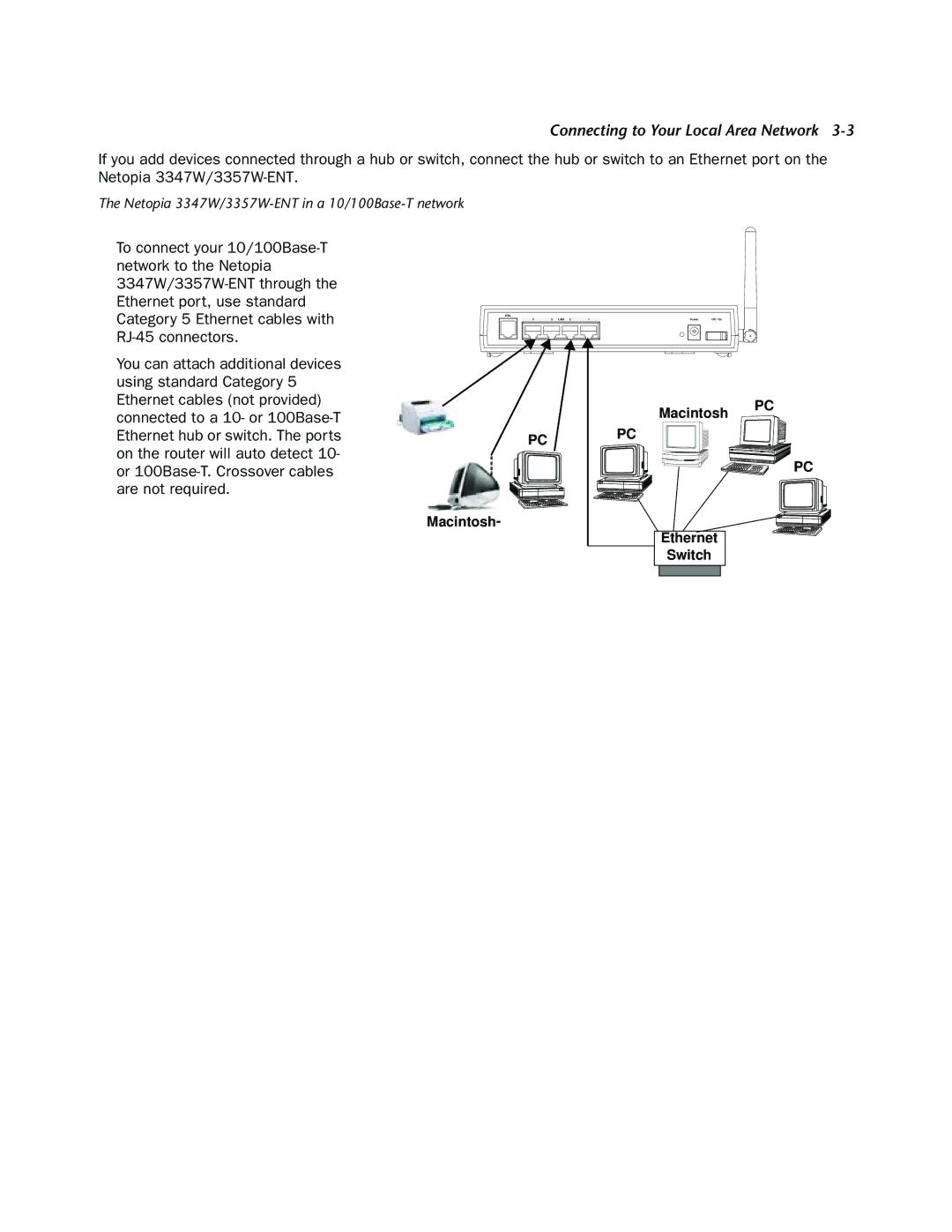 Netopia 3347W, 3357W-ENT manual Macintosh Macintosh PC Ethernet Switch 