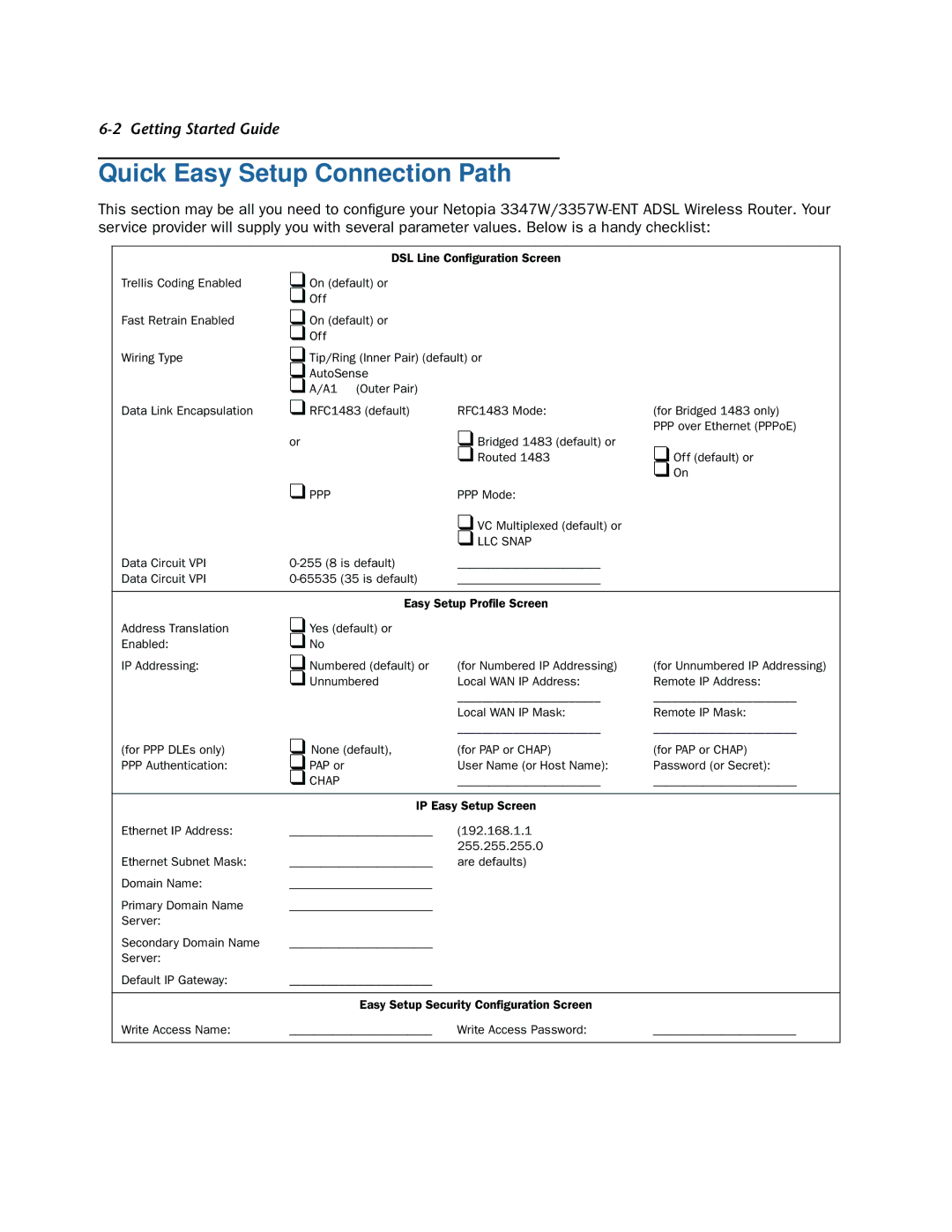 Netopia 3357W-ENT, 3347W manual Quick Easy Setup Connection Path, LLC Snap 