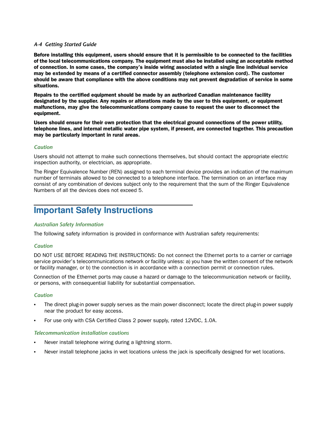 Netopia 3357W-ENT, 3347W manual Australian Safety Information 