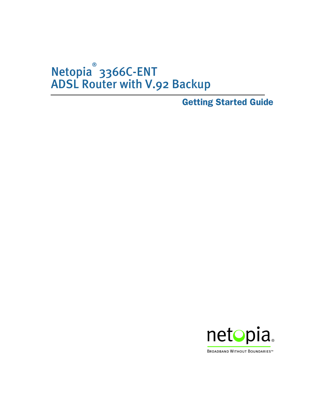 Netopia manual Netopia 3366C-ENT Adsl Router with V.92 Backup 