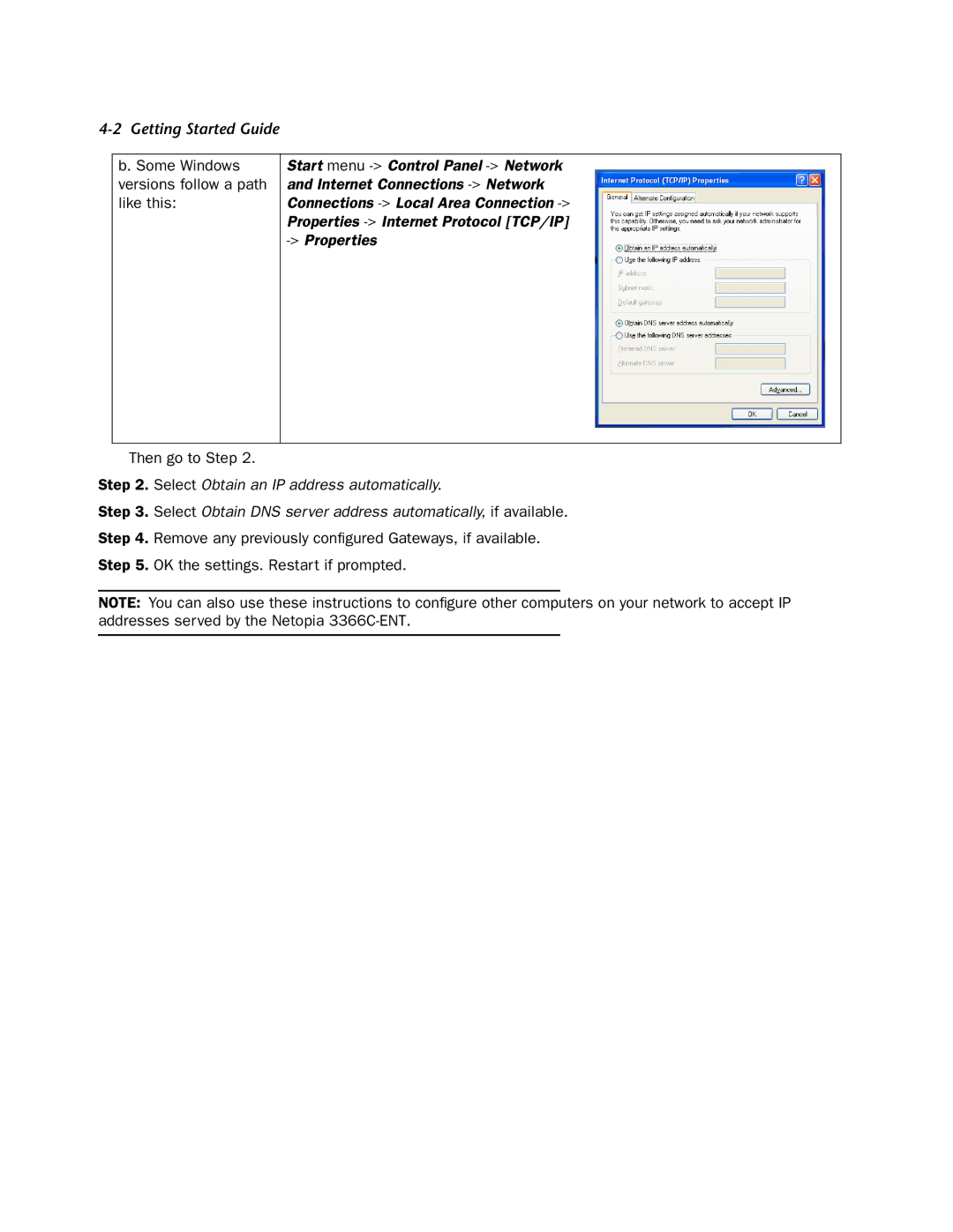 Netopia 3366C-ENT manual Some Windows versions follow a path like this 