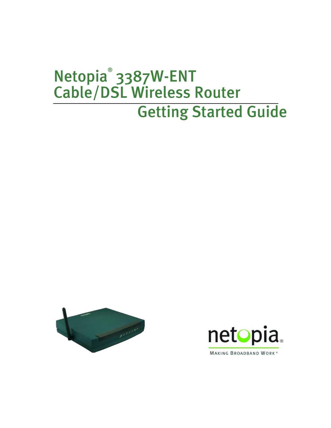 Netopia 3387W-ENT manual Getting Started Guide 