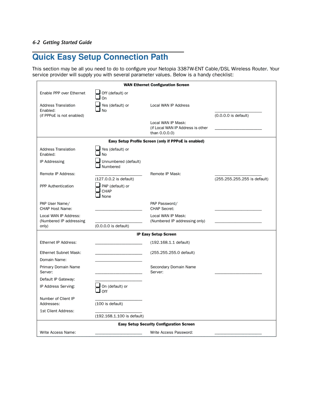 Netopia 3387W-ENT manual Quick Easy Setup Connection Path, Chap 