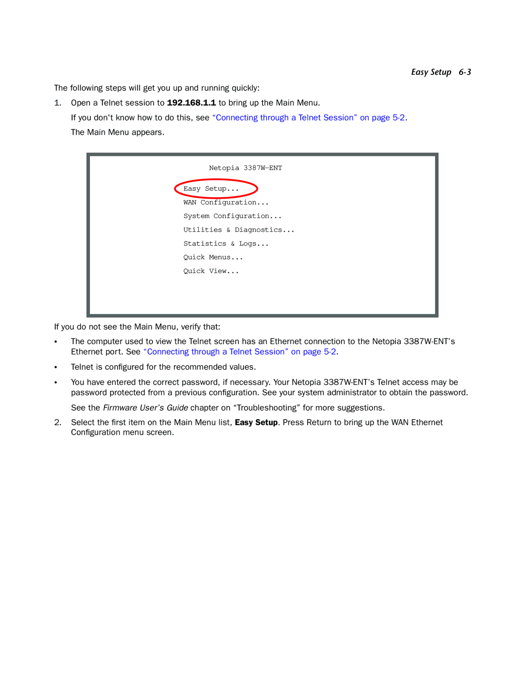 Netopia 3387W-ENT manual Easy Setup 