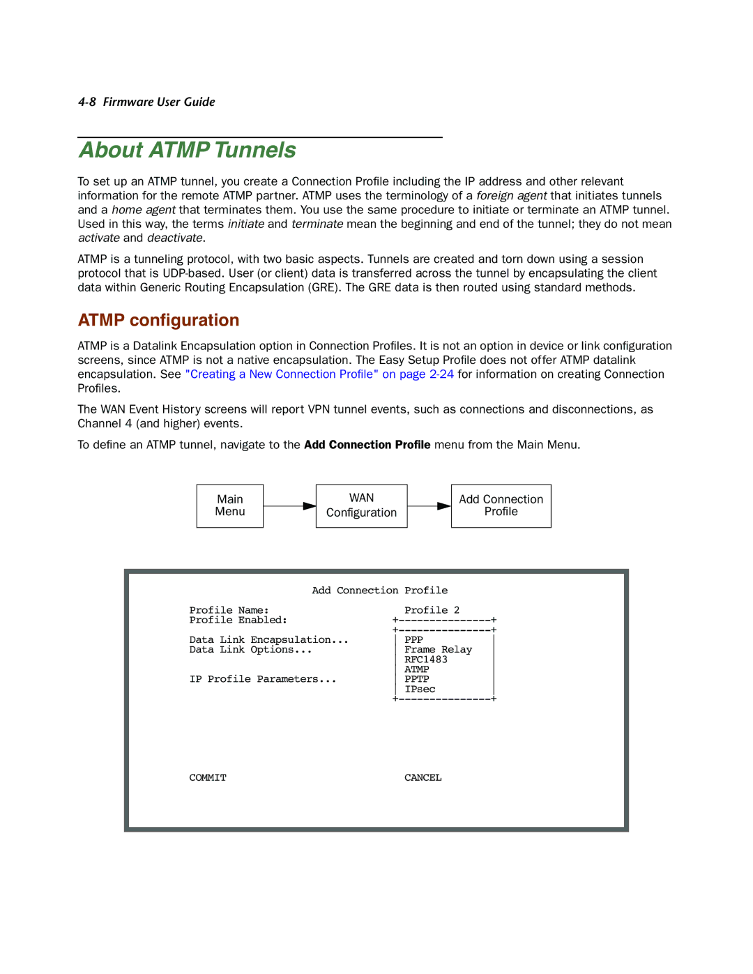 Netopia 4000-Series manual About Atmp Tunnels, Atmp conﬁguration 