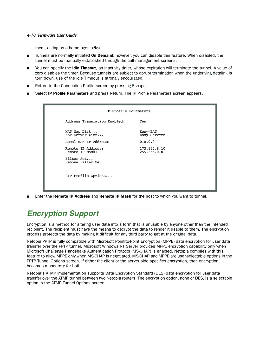 Netopia 4000-Series manual Encryption Support 