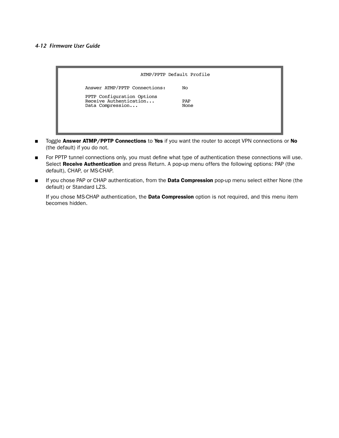 Netopia 4000-Series manual Data Compression None 