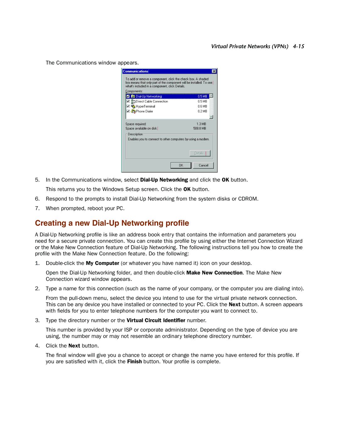 Netopia 4000-Series manual Creating a new Dial-Up Networking proﬁle 