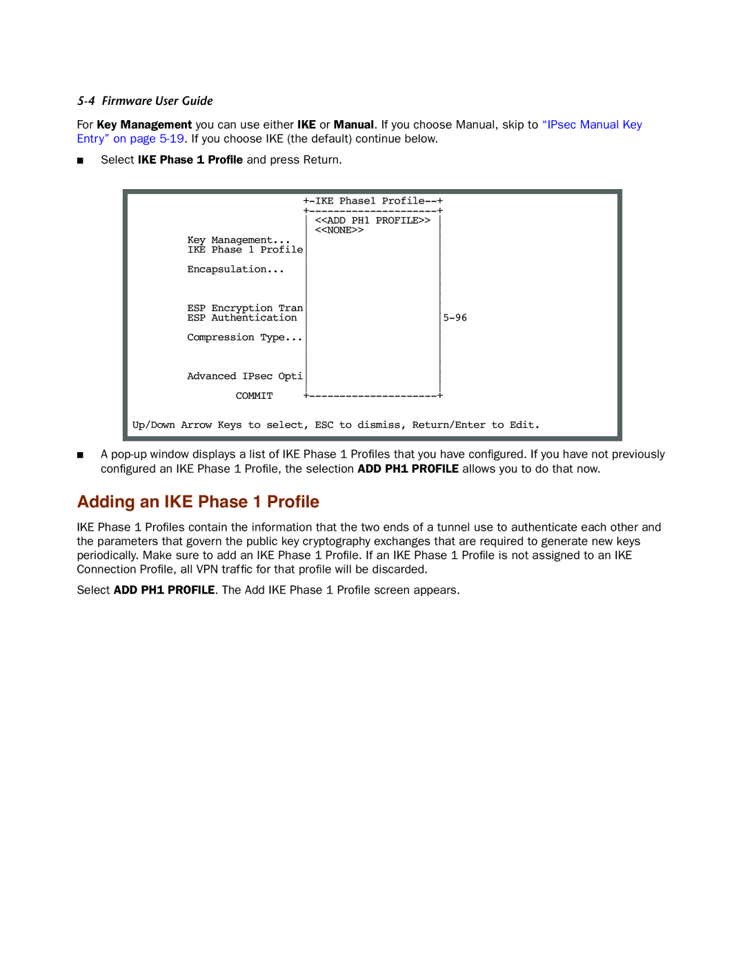 Netopia 4000-Series manual Adding an IKE Phase 1 Proﬁle, ADD PH1 Profile 