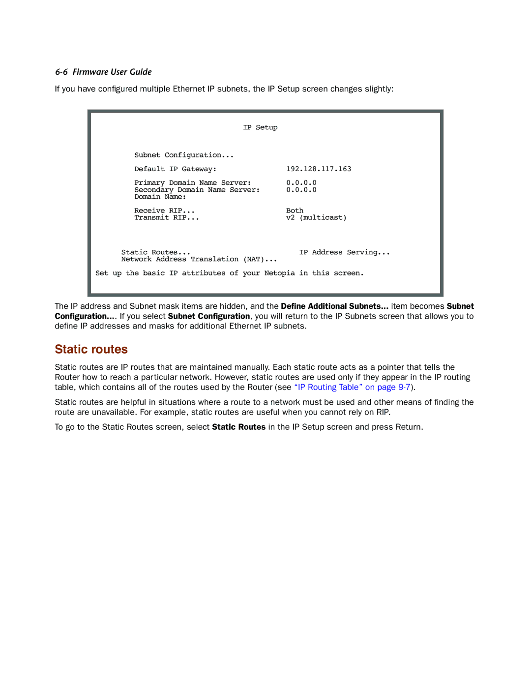 Netopia 4000-Series manual Static routes 