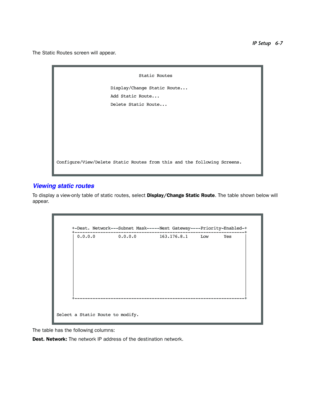 Netopia 4000-Series manual Viewing static routes, Static Routes screen will appear 