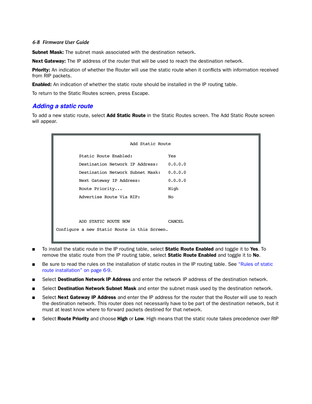 Netopia 4000-Series manual Adding a static route 