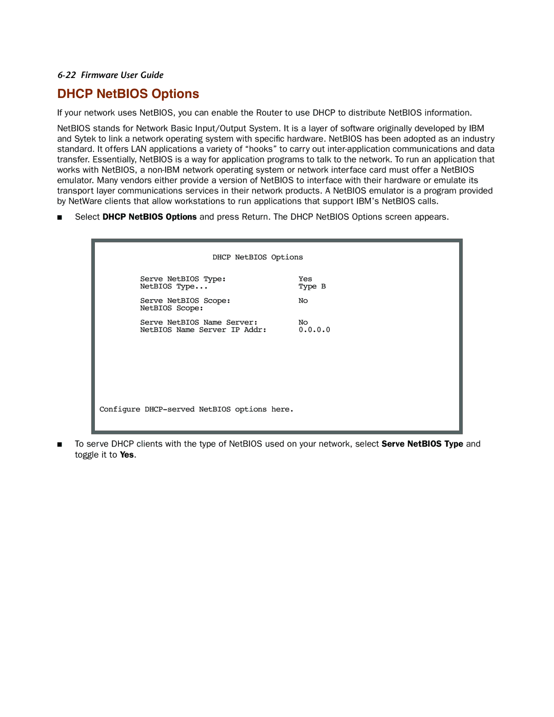 Netopia 4000-Series manual Dhcp NetBIOS Options 