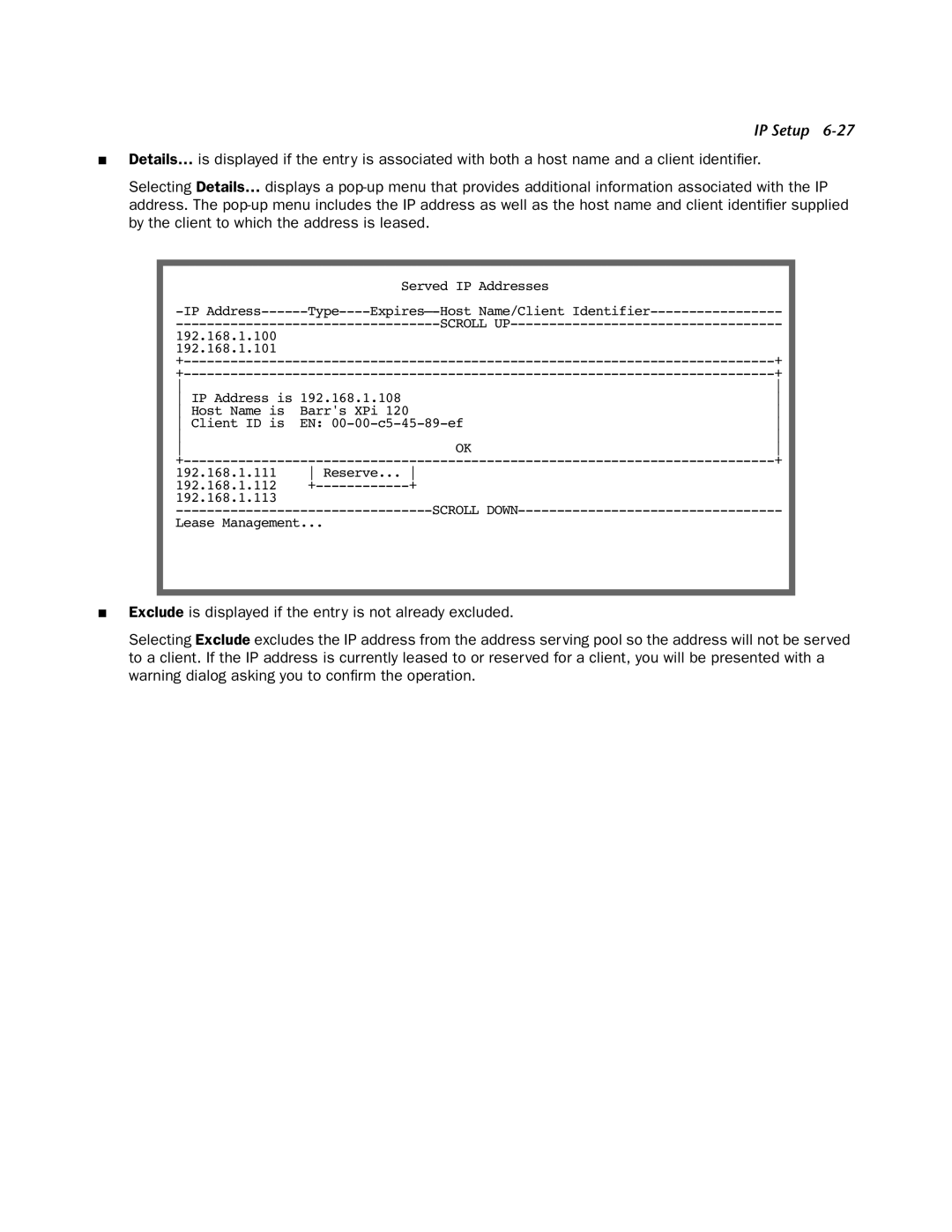 Netopia 4000-Series manual 192.168.1.112 192.168.1.113 Scroll Down Lease Management 