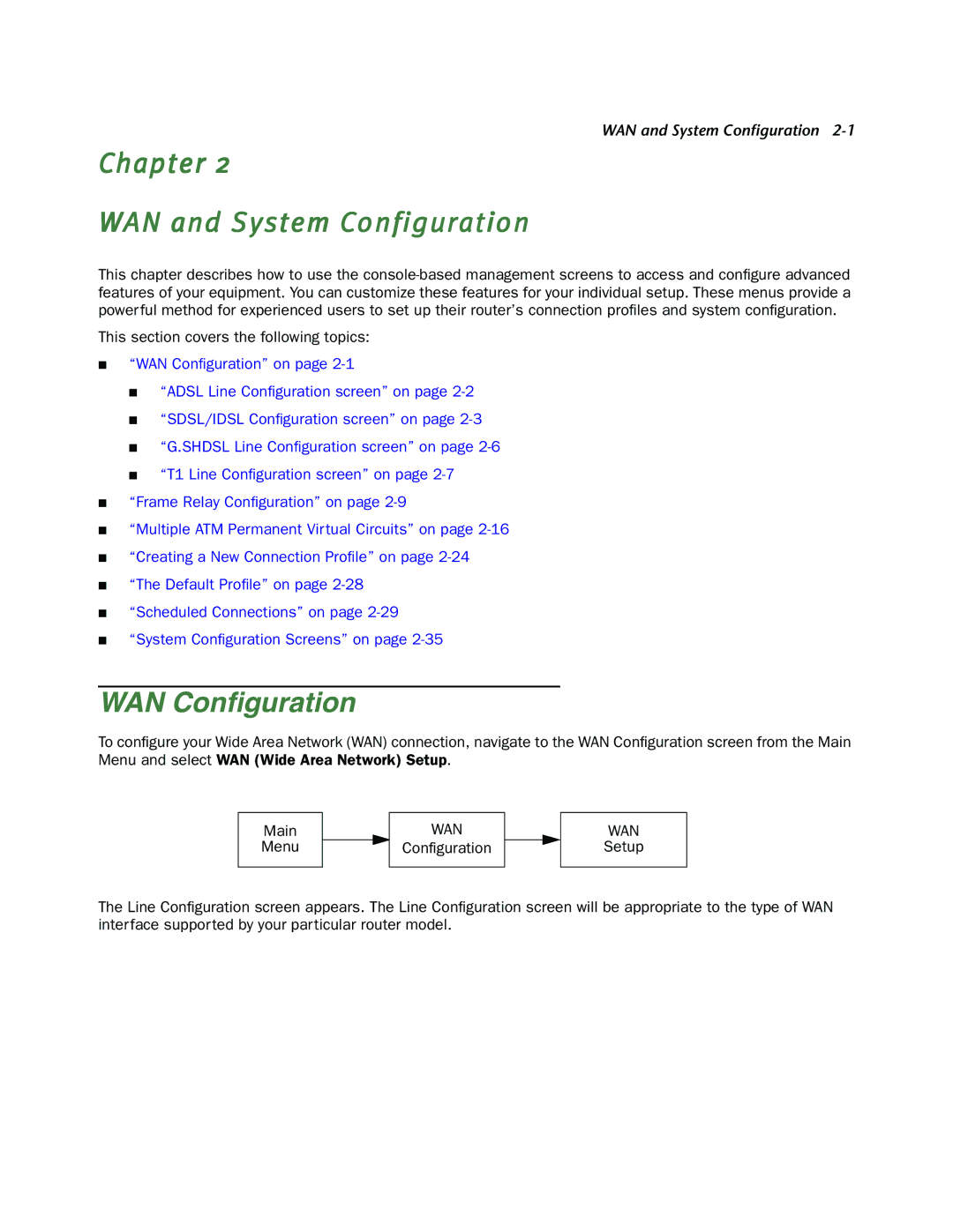 Netopia 4000-Series manual Chapter WAN and System Configuration, WAN Conﬁguration 