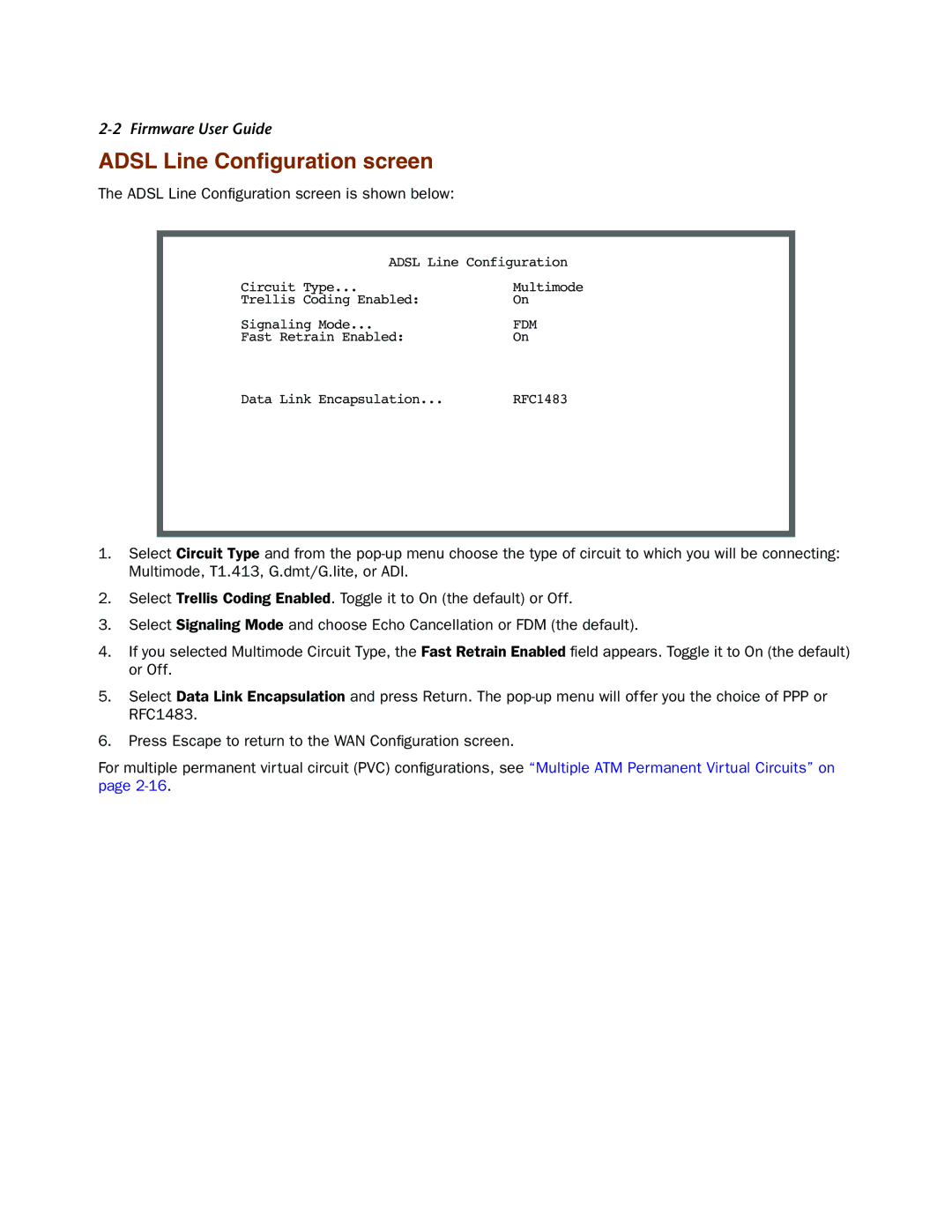 Netopia 4000-Series manual Adsl Line Conﬁguration screen is shown below 