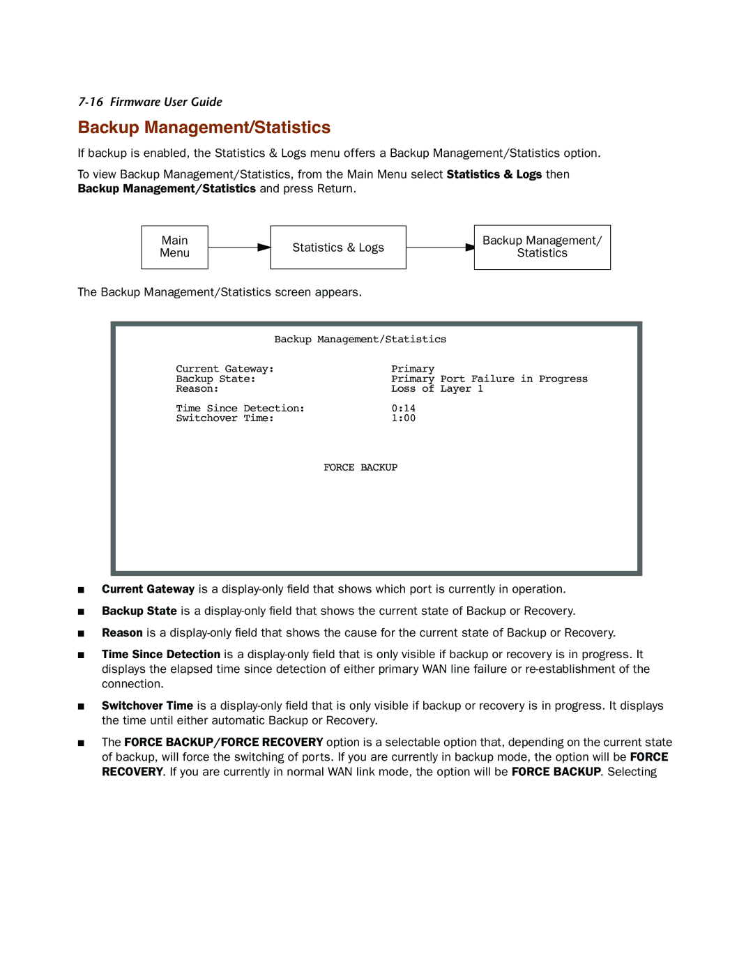 Netopia 4000-Series manual Backup Management/Statistics 