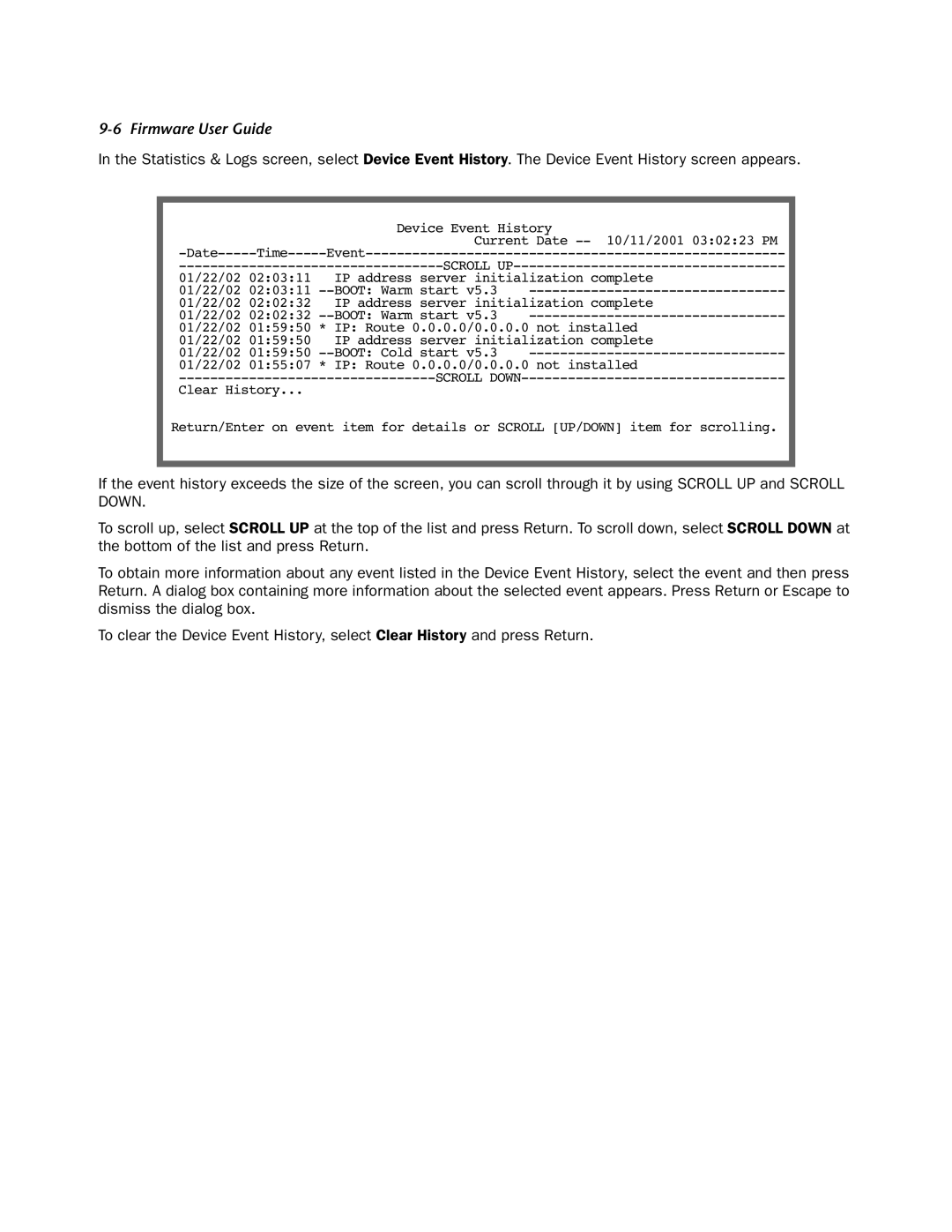 Netopia 4000-Series manual Device Event History Current Date 