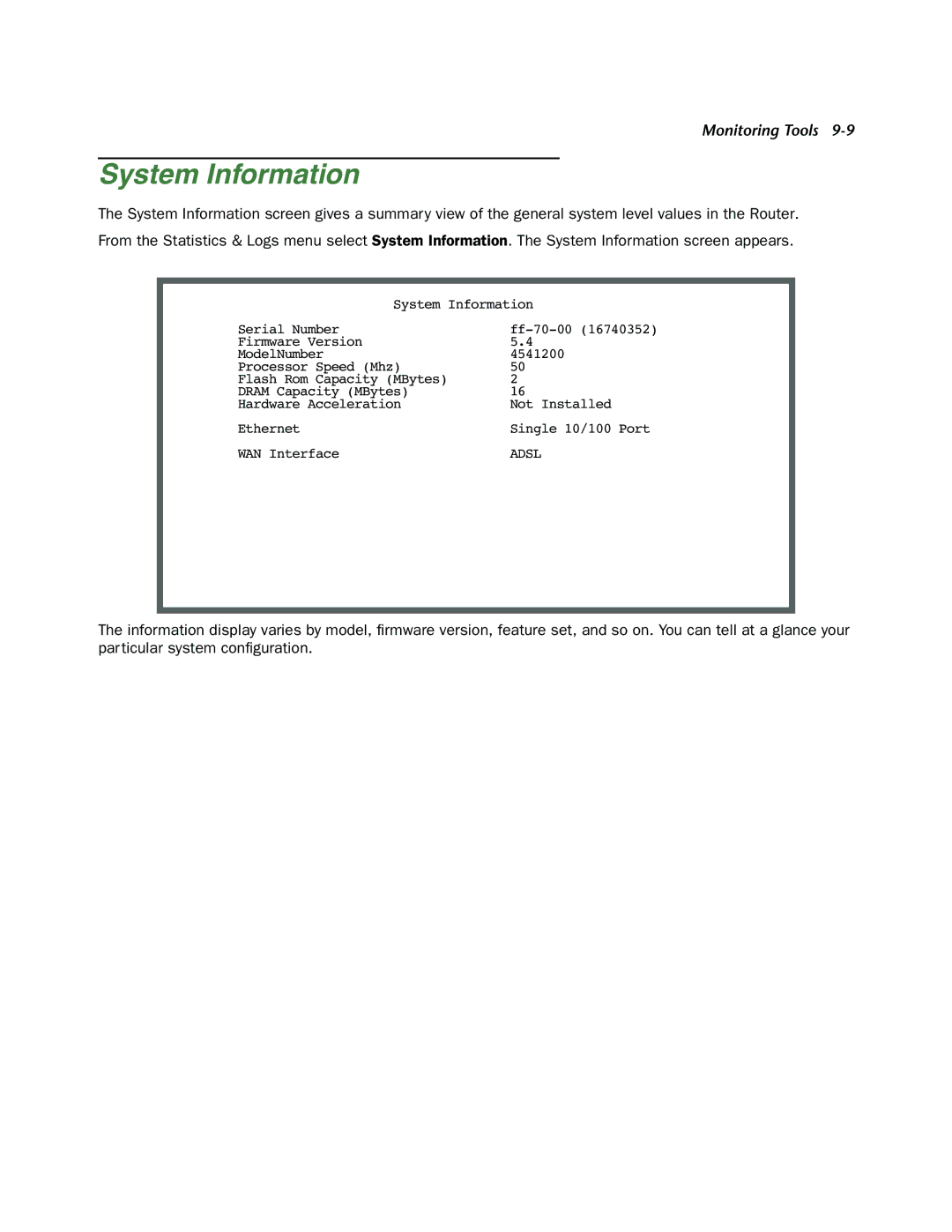 Netopia 4000-Series manual System Information 